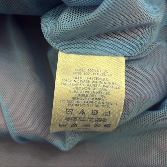 Lands End Rain Coat Jacket Hidden Hood Mesh lining Adjustable M 10-12 Pink - Picture 9 of 10